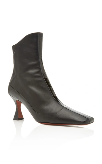 Shop Manu Atelier Duck Patent Leather-trimmed Ankle Boots In Black