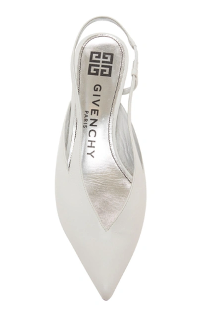 Shop Givenchy Metallic Glossed Leather Slingback Pumps In White