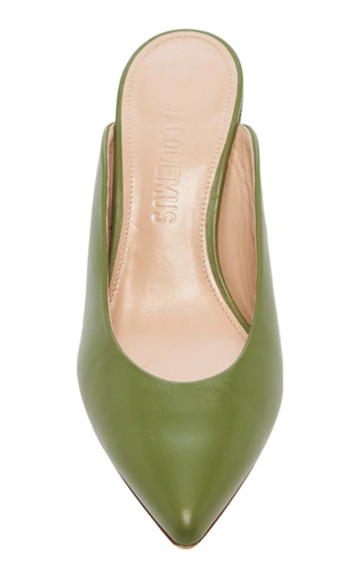 Shop Jacquemus Maceio Embellished-heel Leather Mules In Green