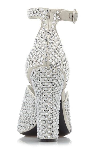 Shop Prada Crystal-embellished Satin Sandals In Silver