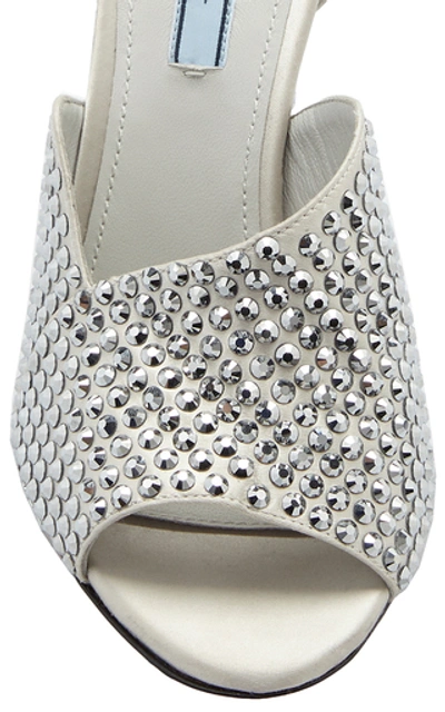 Shop Prada Crystal-embellished Satin Sandals In Silver