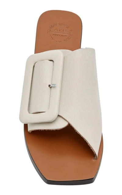 Shop Atp Atelier Ceci Buckled Leather Slides In White