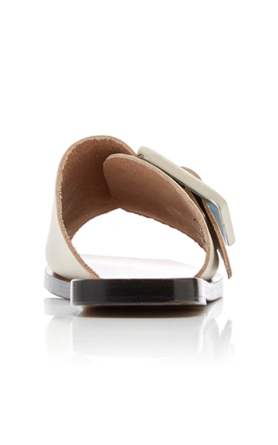 Shop Atp Atelier Ceci Buckled Leather Slides In White