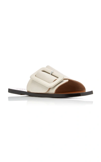 Shop Atp Atelier Ceci Buckled Leather Slides In White