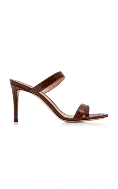 Shop Giuseppe Zanotti Croc-embossed Leather Sandals In Brown