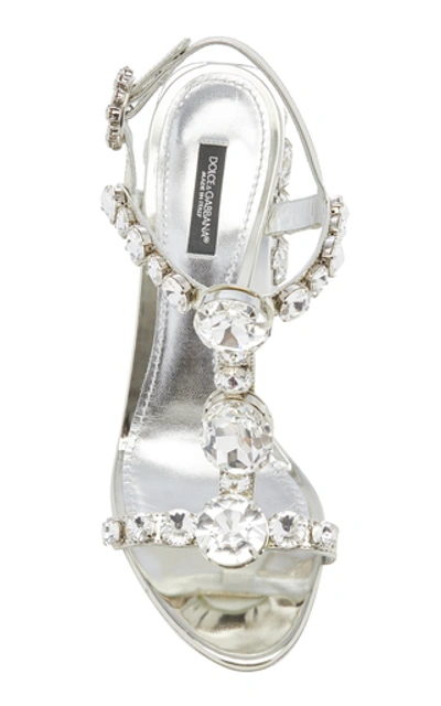 Shop Dolce & Gabbana Crystal-embellished Metallic Sandals In Silver