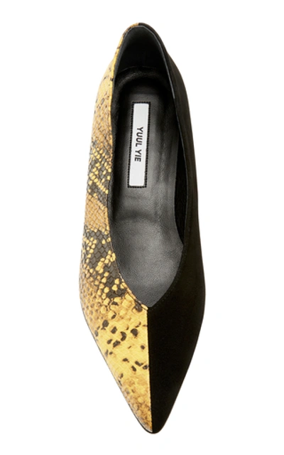 Shop Yuul Yie Selma Snake-effect Leather Pumps In Yellow