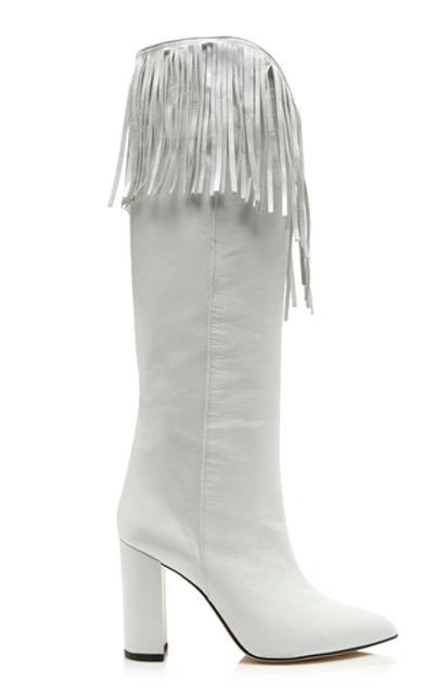 Shop Paris Texas Fringed Leather Boots In White