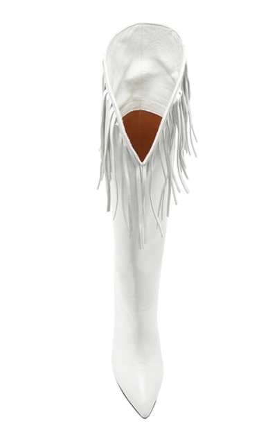 Shop Paris Texas Fringed Leather Boots In White