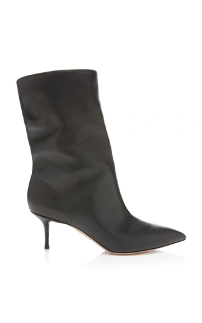 Shop Aquazzura Very Boogie Leather Ankle Boots In Black