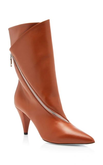 Shop Givenchy Show Zip Leather Ankle Boot In Tan