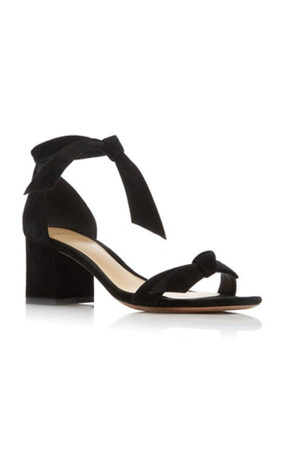 Shop Alexandre Birman Clarita Bow-embellished Suede Sandals In Black