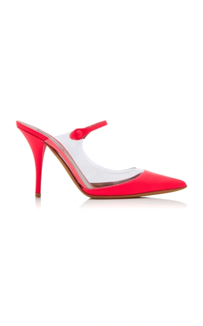 Shop Tabitha Simmons Allie Pvc And Leather Mules In Pink