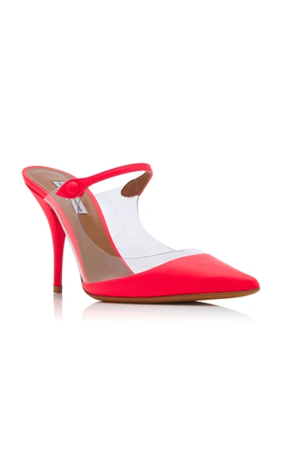 Shop Tabitha Simmons Allie Pvc And Leather Mules In Pink