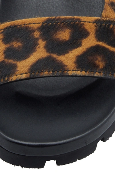 Shop Prada Buckled Leopard-print Calf Hair Sandals In Animal