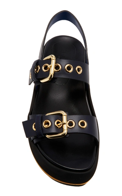 Shop Marni Buckled Leather Platform Sandals In Black