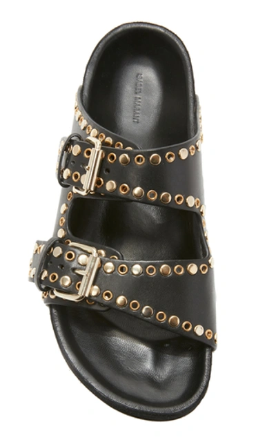 Shop Isabel Marant Lennyo Embellished Leather Slides In Black