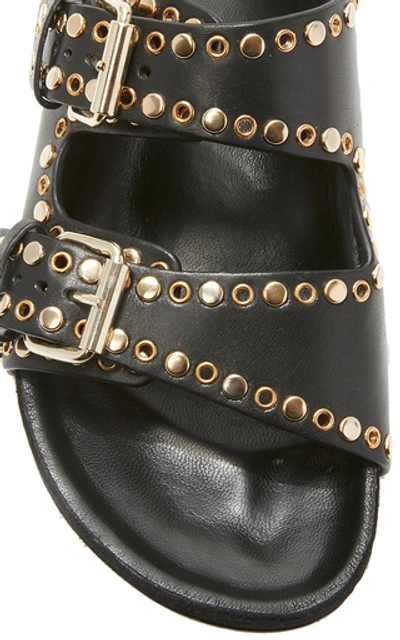 Shop Isabel Marant Lennyo Embellished Leather Slides In Black