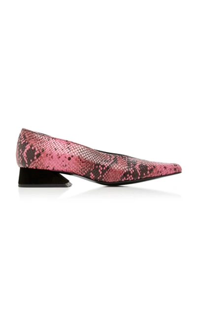 Shop Yuul Yie Selma Snake-effect Leather Pumps In Pink