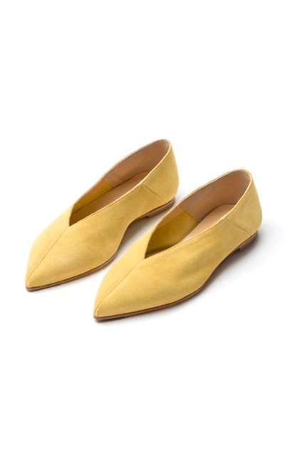 Shop Aeyde Moa Suede Flats In Yellow