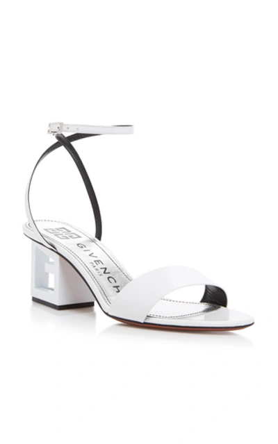 Shop Givenchy Triangle Leather Sandals In White