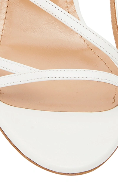 Shop Aquazzura Carolyne Leather Sandals In White