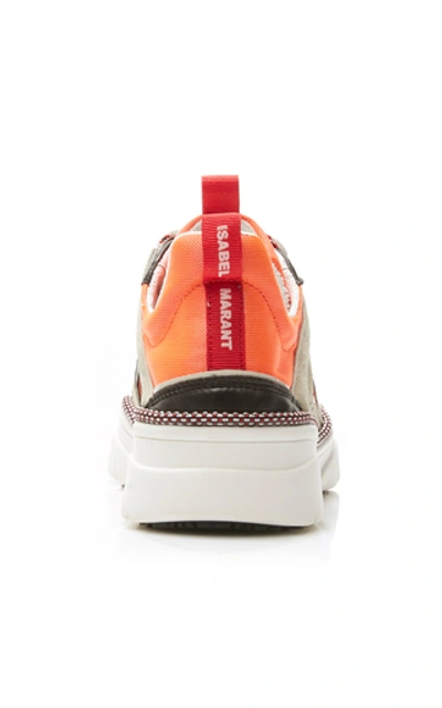 Shop Isabel Marant Kindsay Suede-trimmed Leather Sneakers In Orange