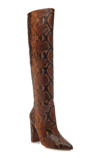 Shop Ulla Johnson Jerri Snake-effect Leather Boots In Brown