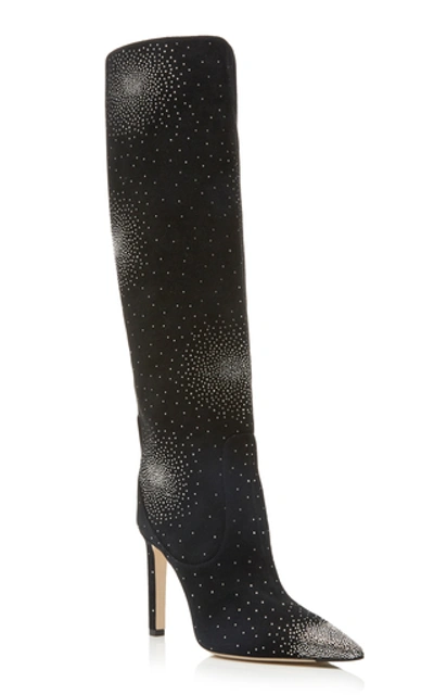 Shop Jimmy Choo Mavis Crystal-embellished Suede Boots In Black