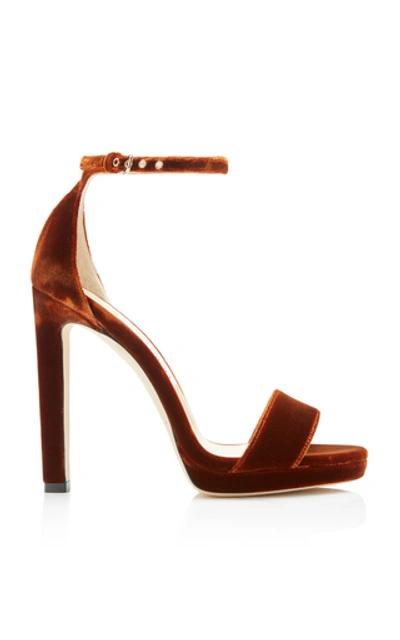 Shop Jimmy Choo Misty Velvet Sandals In Brown