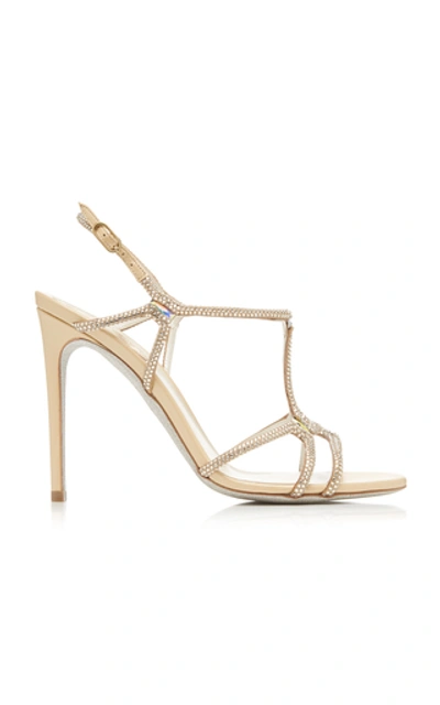 Shop René Caovilla Crystal-embellished Leather Sandals In Gold