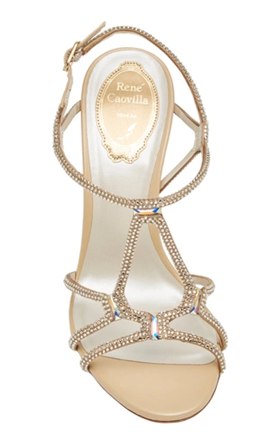 Shop René Caovilla Crystal-embellished Leather Sandals In Gold