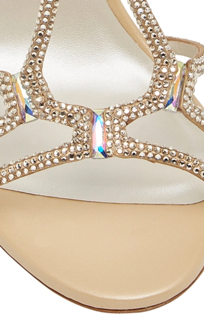 Shop René Caovilla Crystal-embellished Leather Sandals In Gold