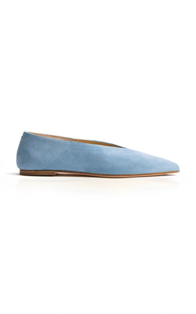 Shop Aeyde Moa Suede Flats In Blue