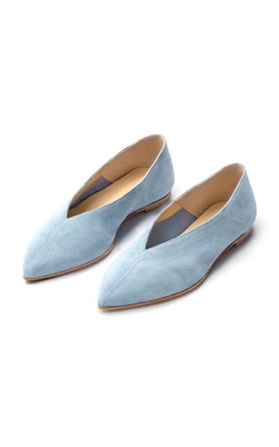Shop Aeyde Moa Suede Flats In Blue