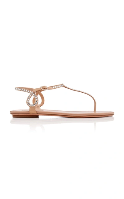 Shop Aquazzura Almost Bare Crystal-embellished Leather Sandals In Neutral