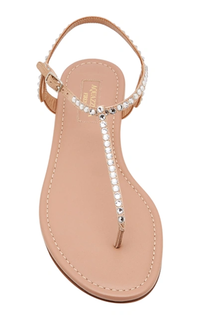 Shop Aquazzura Almost Bare Crystal-embellished Leather Sandals In Neutral