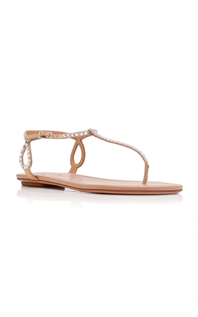 Shop Aquazzura Almost Bare Crystal-embellished Leather Sandals In Neutral