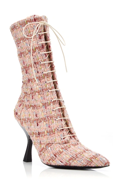 Shop Brock Collection Multi-colored Tweed Lace-up Boots In Pink