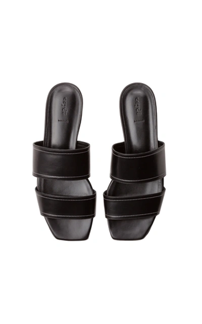 Shop Aeyde Mattea Square-toed Leather Slides In Black