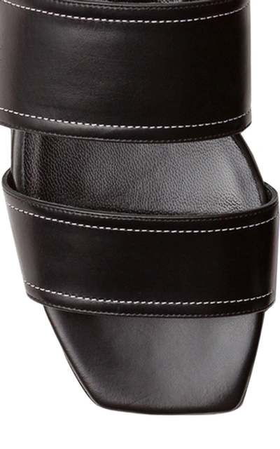 Shop Aeyde Mattea Square-toed Leather Slides In Black