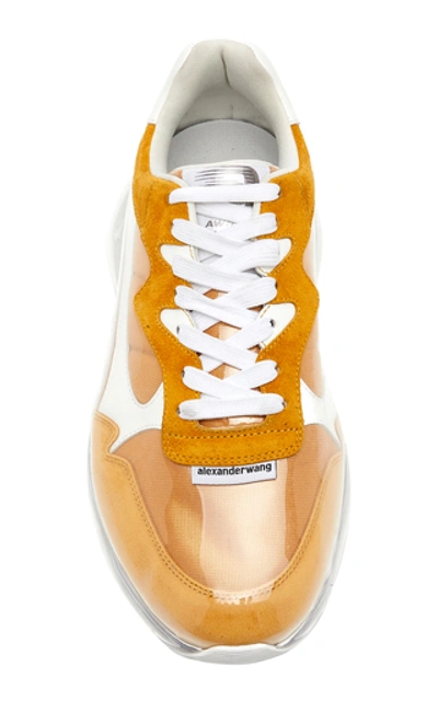 Shop Alexander Wang Stadium Two-tone Suede, Mesh And Rubber Sneakers In Yellow