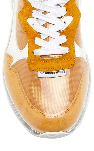 Shop Alexander Wang Stadium Two-tone Suede, Mesh And Rubber Sneakers In Yellow