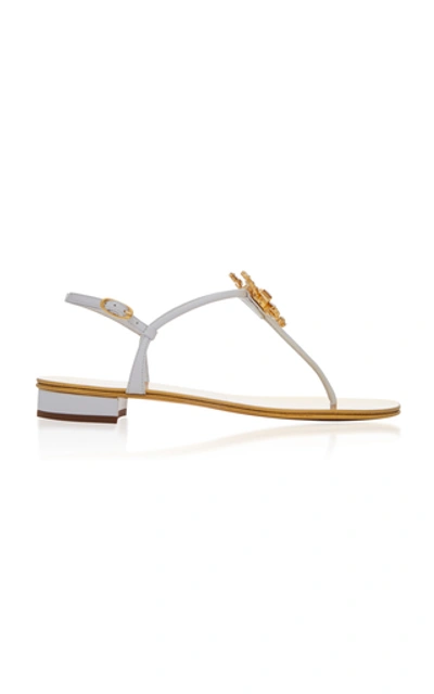 Shop Giuseppe Zanotti Crystal-embellished Leather Slingback Sandals In Gold