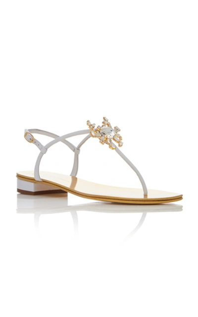 Shop Giuseppe Zanotti Crystal-embellished Leather Slingback Sandals In Gold