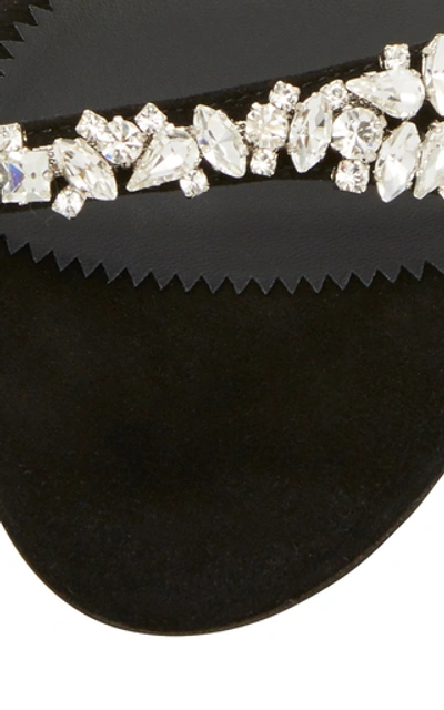 Shop Giuseppe Zanotti Alien Crystal-embellished Suede Slingback Sandals In Black
