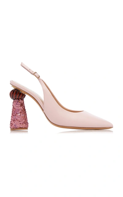 Shop Jacquemus Loiza Block-heel Leather Pumps In Pink