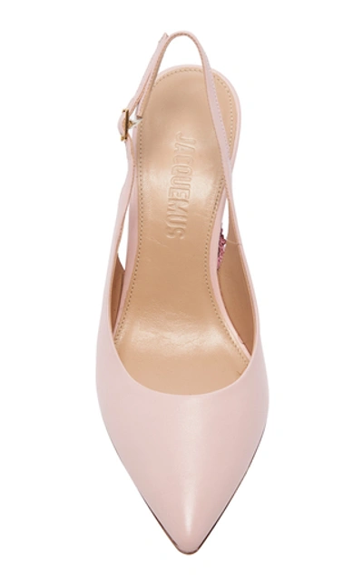 Shop Jacquemus Loiza Block-heel Leather Pumps In Pink