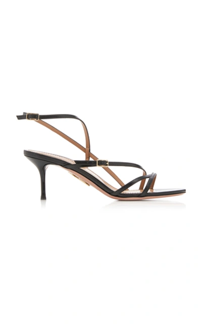 Shop Aquazzura Carolyne Leather Sandals In Black