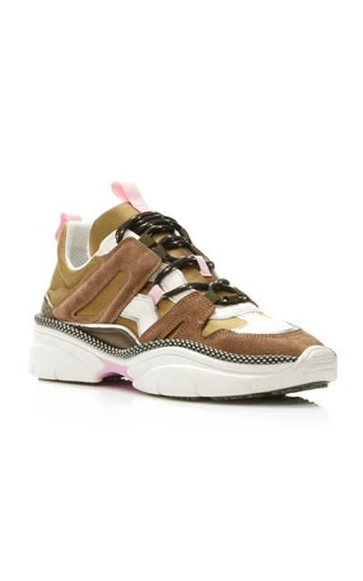Shop Isabel Marant Kindsay Suede-trimmed Leather Sneakers In Brown